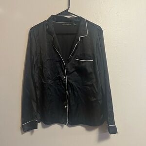 House of Harlow 1960 Black Satin Pajama Set Size Large